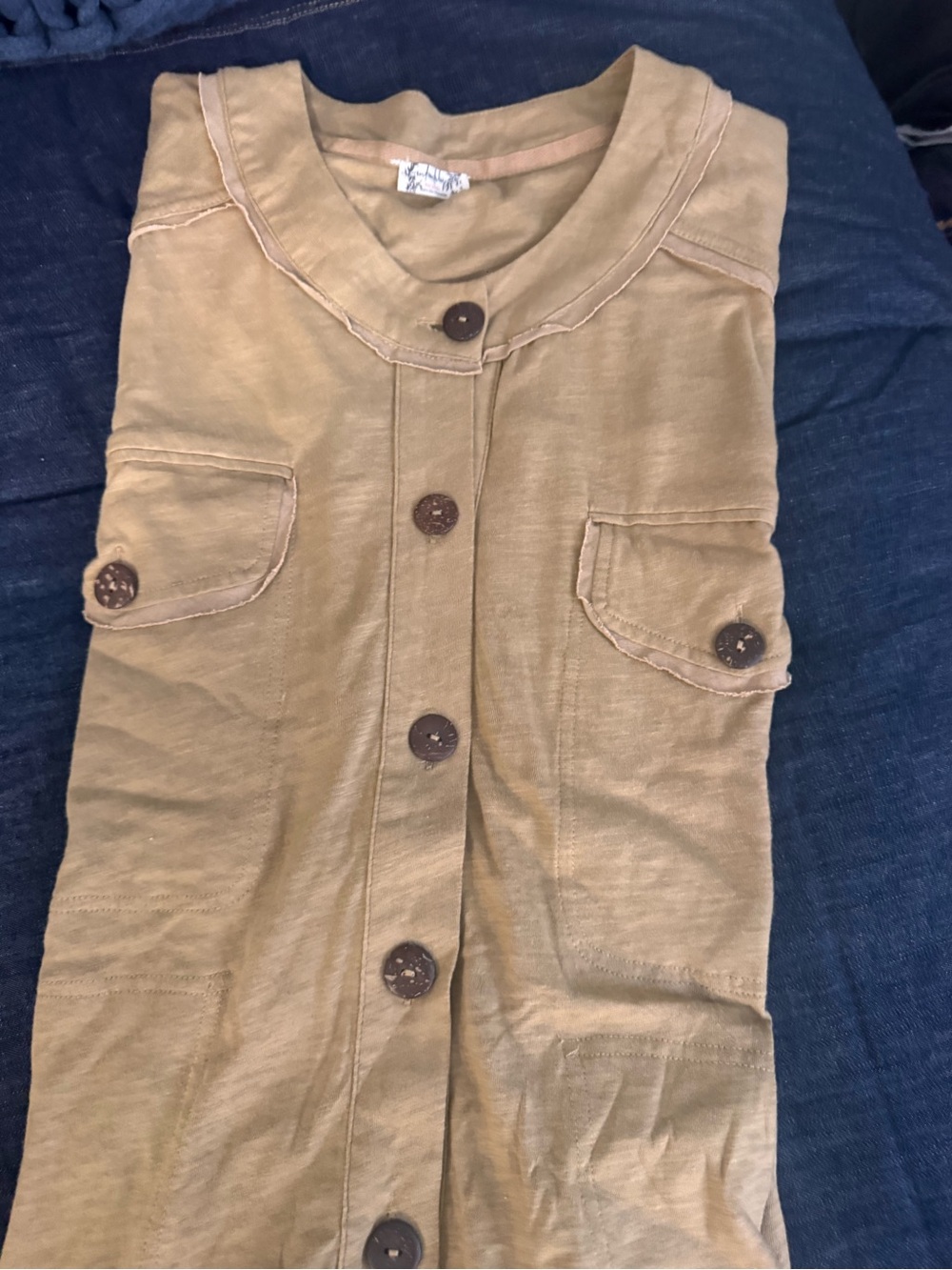 Free People Women’s Button-Front Utility Jumpsuit in Tan